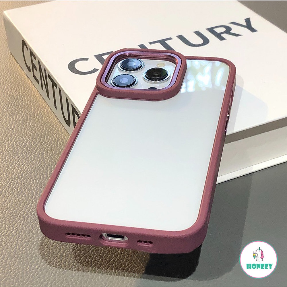 IPHONE Luxury Shockproof Armor Metal Button Case on Untuk Iphone14Plus13 12 11 Pro Max Perlindungan Lensa Kamera Bening Matte PC Cover