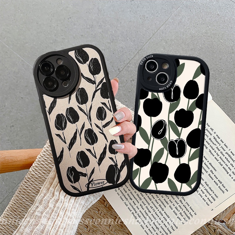 Bunga Tulip Antik Casing Lucu Untuk Infinix Smart6 5panas11 10T 10s 11s 10 9 Bermain Panas10 Lite 10T 10s 11 11s Note8Bunga Retro Tahan Guncangan Soft Case