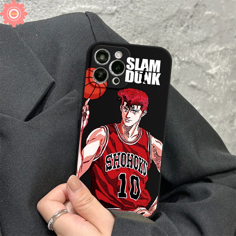 IPHONE Couple Anime Slam Dunk Phone Case Kompatibel Untuk Iphone11Xr 12 13 14 Pro Max7 6S 86 Plus X XS Max SE 2020 Kartun Lucu Sakuragi Hanamichi Haruko Akagi Lembut Penutup Tepi Lurus