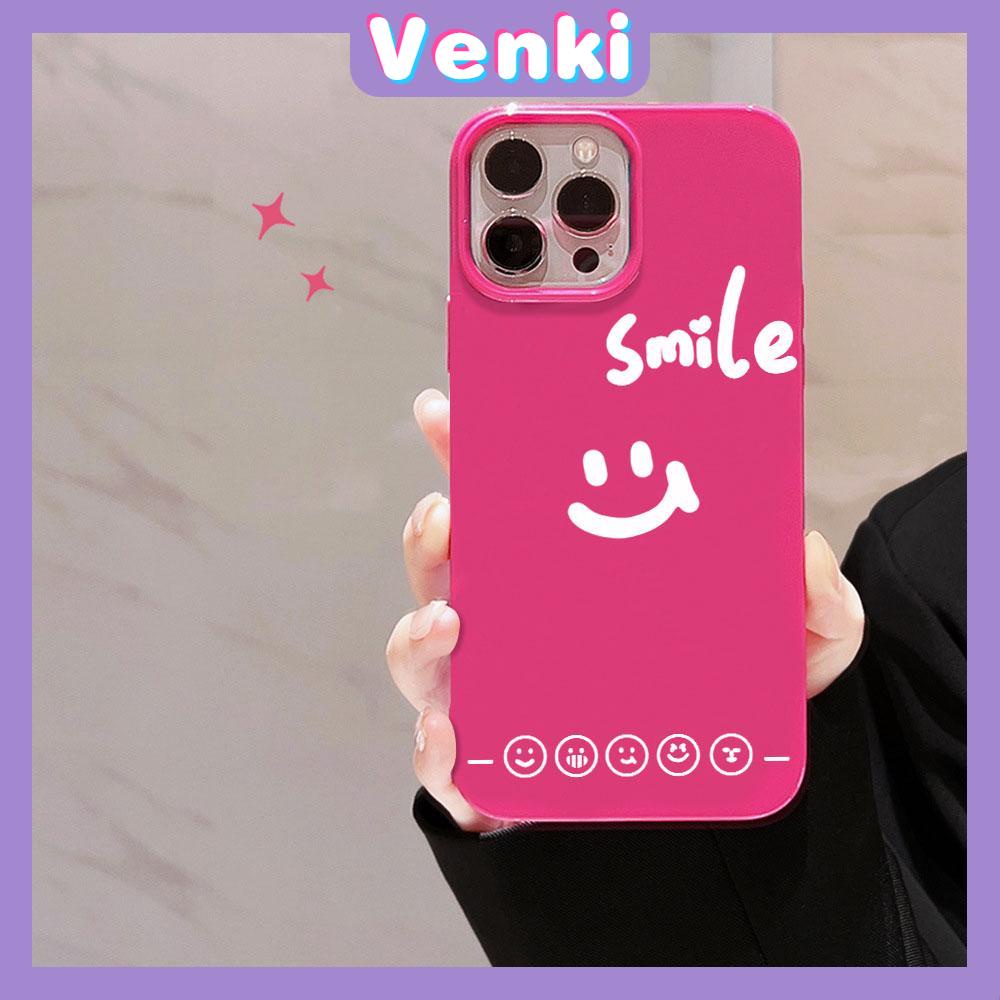 VENKI - For iPhone 11 iPhone Case Red Glossy TPU Soft Case Shockproof Protection Camera Smiley English Simple Compatible with iPhone 14 13 Pro max 12 Pro Max xr xs max 7Plus 8Plus