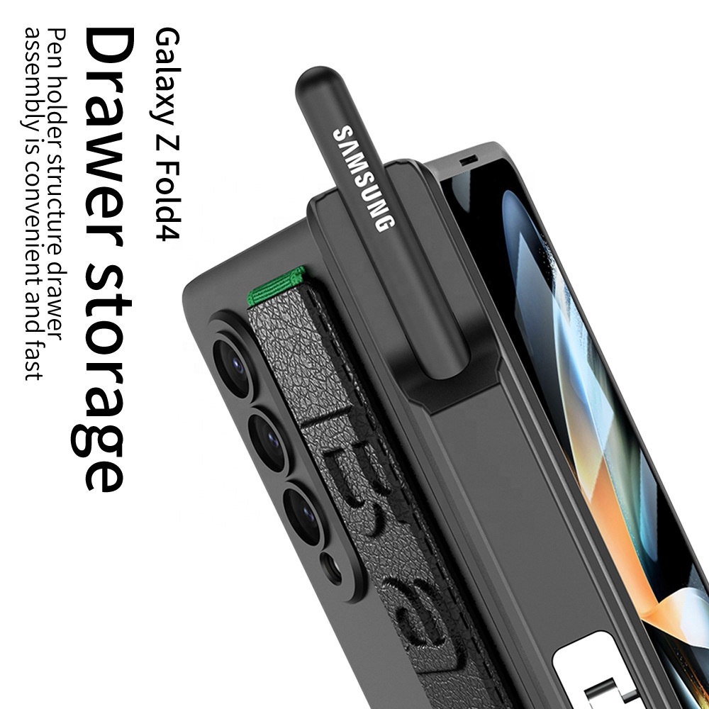 Folding Phone Case For Samsung Z Fold 4 - Fold 3 Case With Bracket Magnetic Wristband Holder Hinge