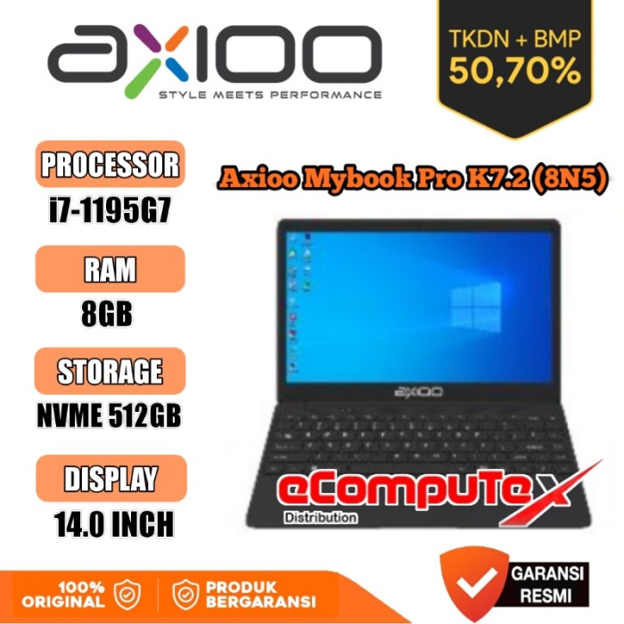 AXIOO MYBOOK PRO K7.2 (8N5) i7 8GB 512GB 14&quot;FHD IPS TKDN GARANSI RESMI