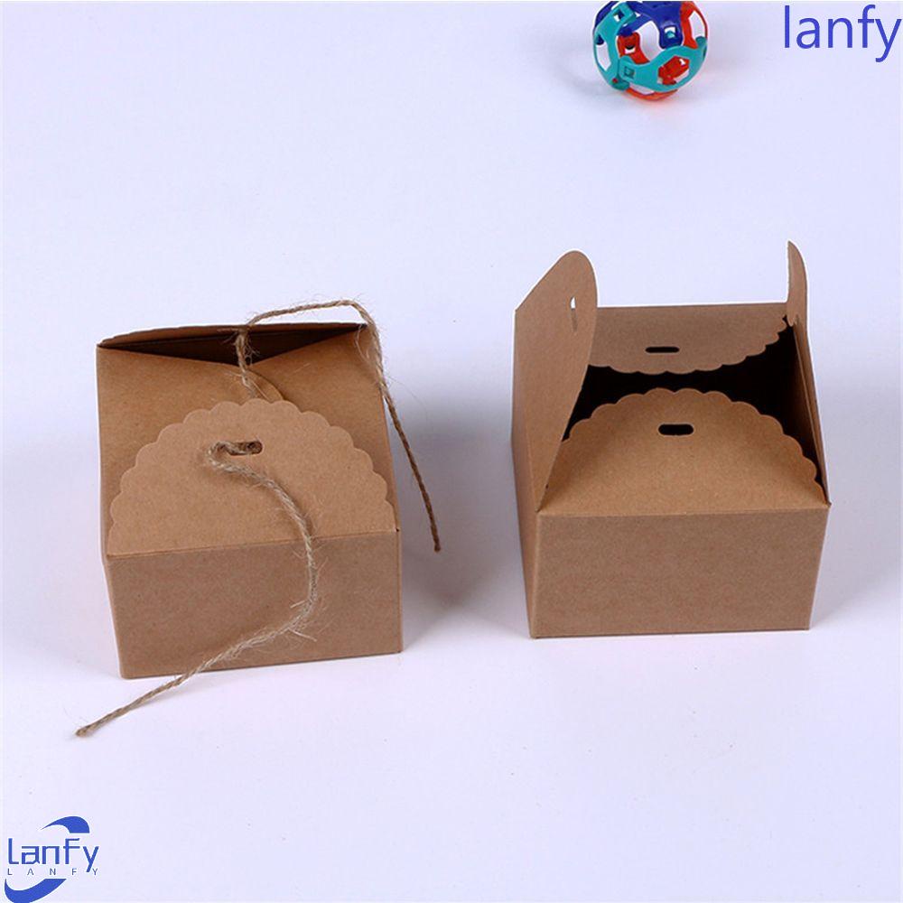 Lanfy 10Pcs Mini Favor Box Praktek 9 * 9 * 6 cm DIY Kertas Kraft Perlengkapan Pesta Bakery Cookie Favor Packaging