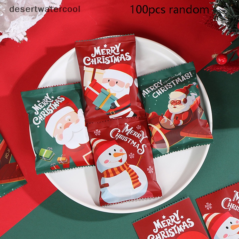 Deid 100Pcs Christmas Hot Seal Bags Kemasan Biskuit Xmas Tahun Baru Perlengkapan Pesta Martijn