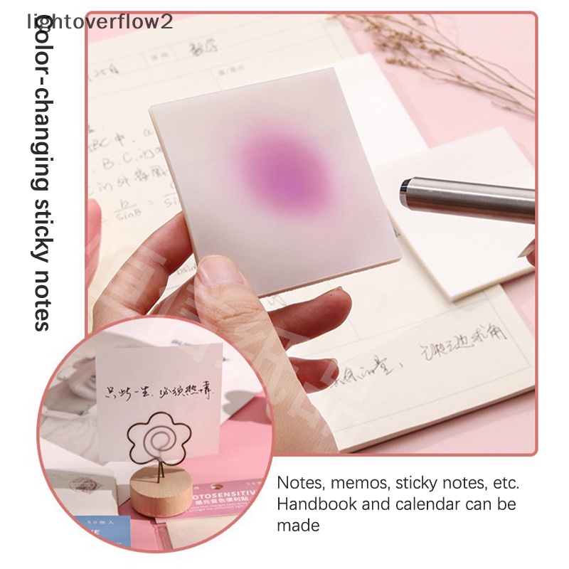 [lightoverflow2] 50lembar Fotosensitif Memo Pad Warna Sticky Notes Transparan Anti Air Sticky Notes Untuk Siswa Sekolah Alat Tulis Kantor [ID]