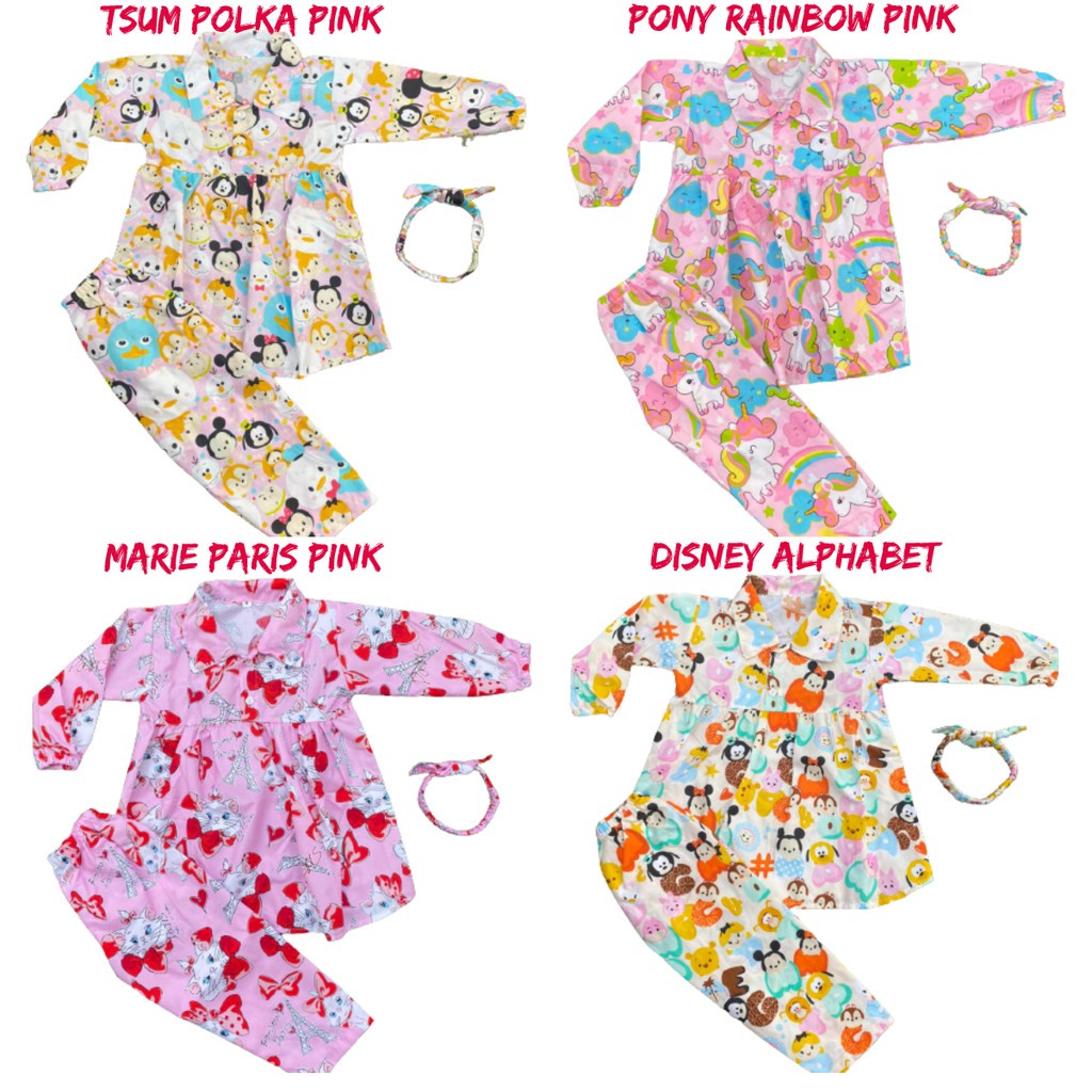 Dress Anak Panjang Free Bandana / Setelan Tunik Anak Perempuan