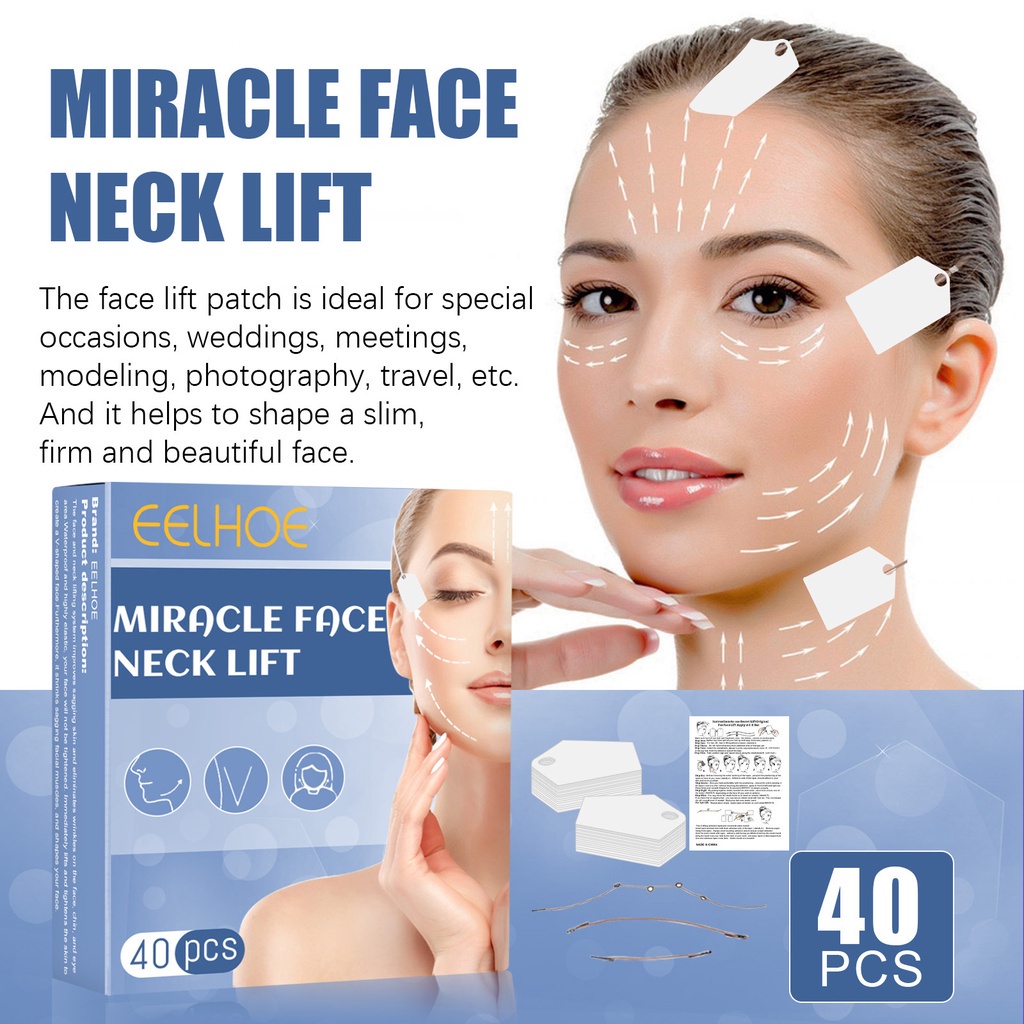 [isi 40pcs] Stiker Wajah Anti Kerut/Sticker Garis Wajah Untuk Wajah Mata dan Leher Alat Kecantikan - Instant Face Lift Sticker V Shape Face Lift Tape