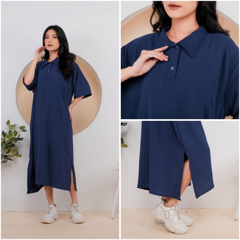 Atasan Baju Dress Wanita Oriana Polos Bahan Cringkle Airflow Premium Kekinian Murah Korean Style