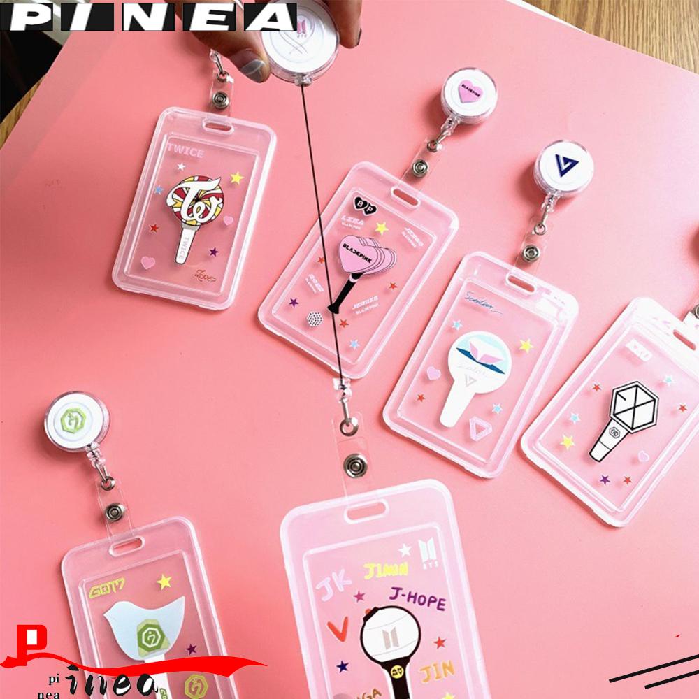 BTS BLACK PINK TWICE  EXO GOT7 Retractable Card Holder Name Badge Holder ID Business Case Luggage Tag Cover Multifunctional