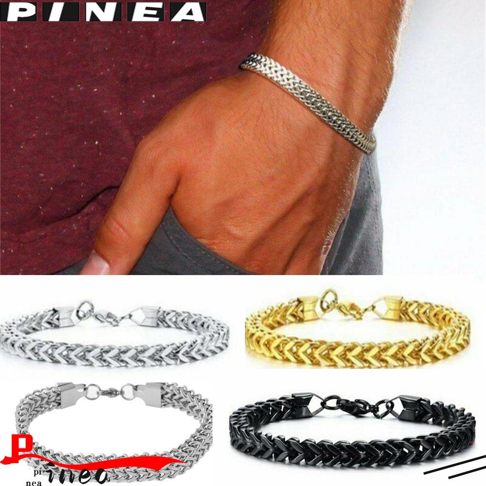 Gelang Rantai Nanas Link Warna Emas Hadiah Pria Bangle