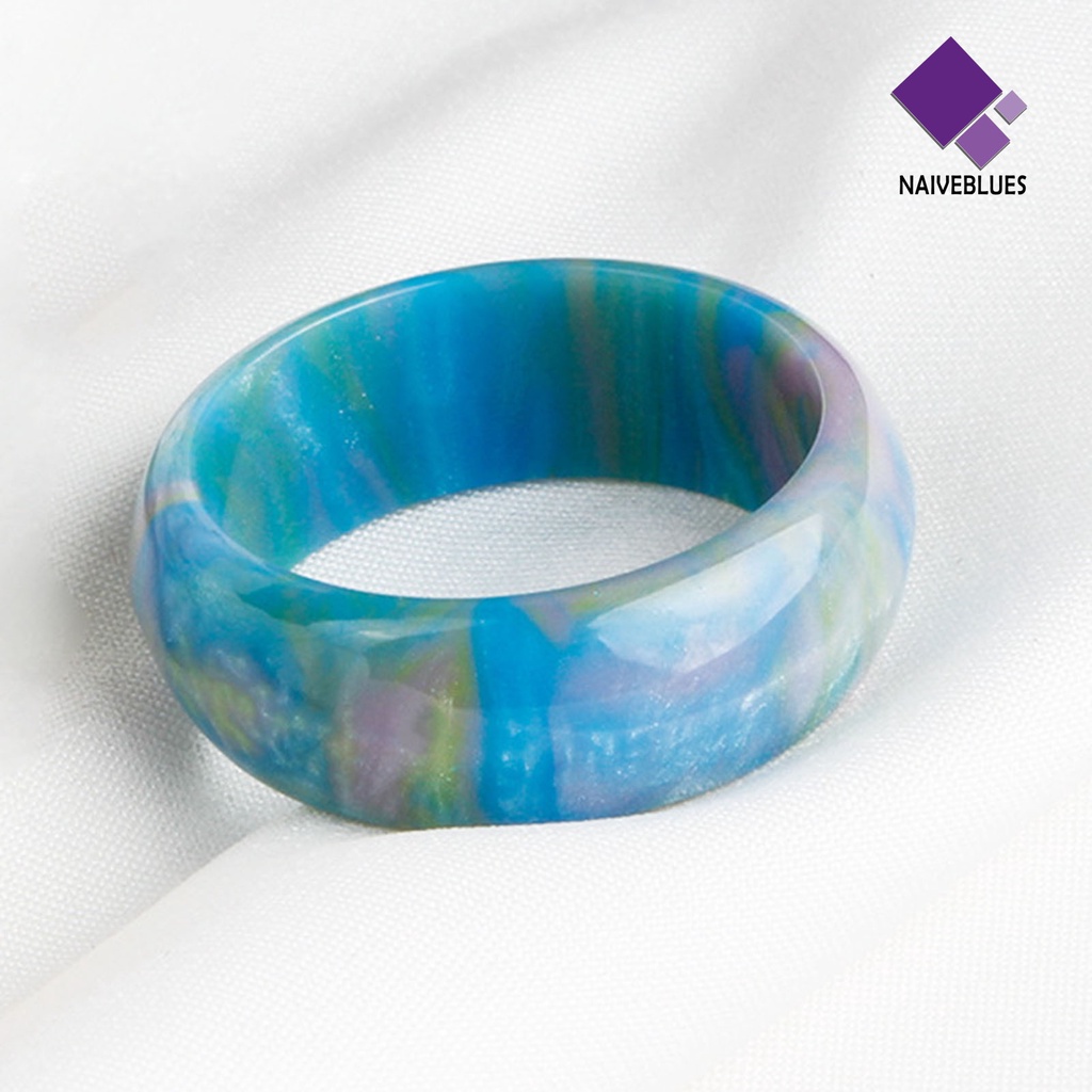 &lt; Naiveblues &gt; Lebar Halus Resin Lady Cincin Awan Warna-Warni Tebal Aksesori Cincin