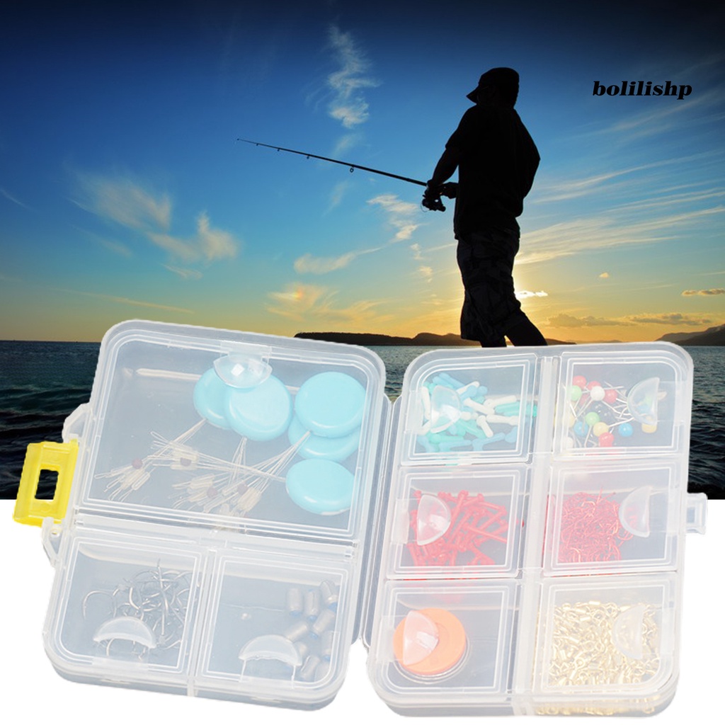 Bo-fishing Tackle Kotak Serbaguna Tahan Air Mini Fishing Lure Umpan 9kisi Persegi Panjang Transparan Case Untuk Pecinta Memancing