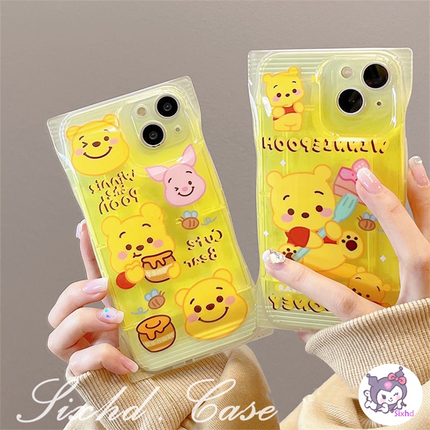 IPHONE Kompatibel Untuk Iphone14 13 12 11 Pro Max SE 2020 X Xr Xs Max8 7 Plus Kartun Baru Winnie Bear Tas Snack Phone Case Lembut Shockproof Silicon Tpu Cover Pelindung