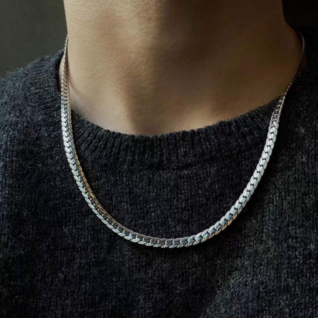 Kalung titanium steel Pria Hip Hop Kuba Kalung Pria Dan Wanita | Desain Titanium Steel Anti Karat Dengan Detail Timbul