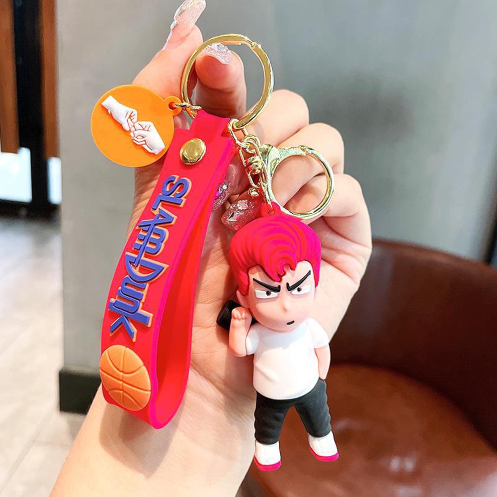 Slam Dunk Ahli Gantungan Kunci Mobil Laki-Laki Kreatif Sakura Bunga Jalan Berbunga Kawa Maple Mitsui Shou Tas Liontin Kartun Logam Keyring Hadiah Teman