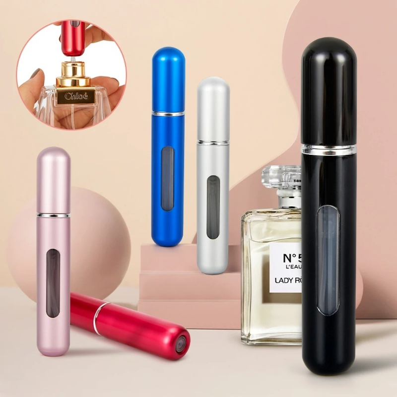 [Unggulan] 5ml Portabel Split Botol Spray Jar Permen Warna Tekan Jenis Atomizer Isi Ulang Aluminium Atomizer Bottle Container Mini Parfum Spray Bottle Travel Alat Kosmetik