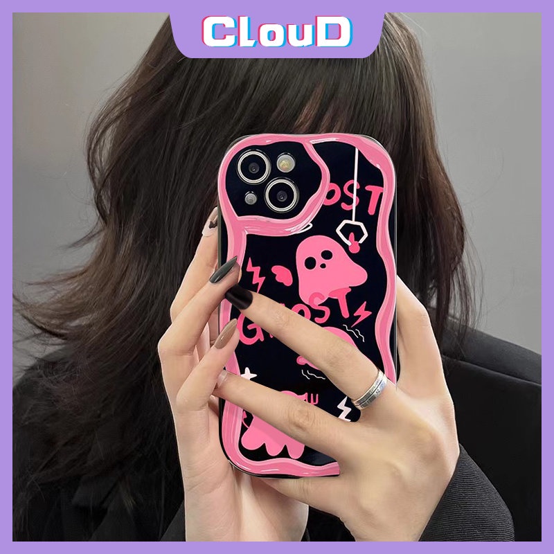 IPHONE Casing Ponsel Monster Kecil Hantu Lucu Imut Kompatibel Untuk Iphone7 8 6s 6plus11 13 12 14 Pro Max XR X XS Max SE 2020 Shockproof Glossy 3D Wavy Curved Edge Soft Tpu Cover