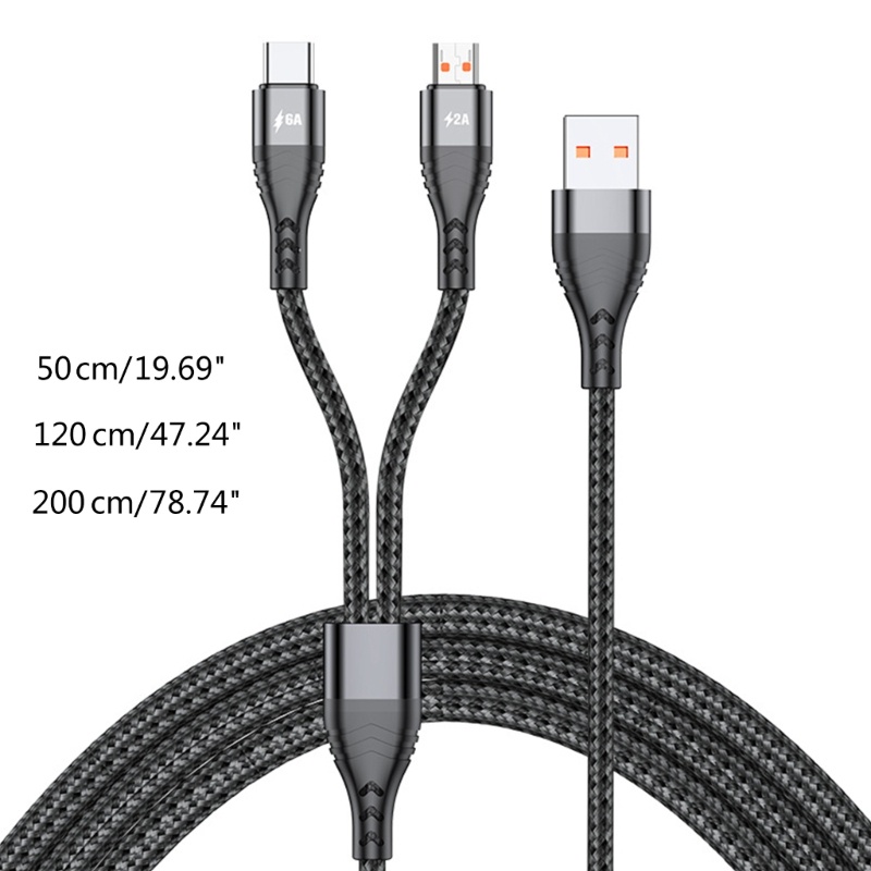 Cre Kabel Cas Portabel USB Ke Micro USB &amp; Type-C Male to Male Kabel Adaptor 2-in-1 Multifungsi Untuk Charge On-the-Go