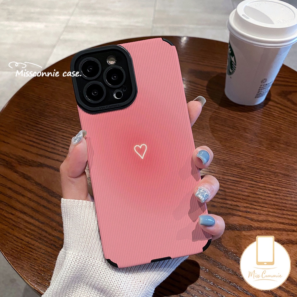 Pink Love Heart Phone Case Untuk iPhone 11 Pro Max X XR 78 Plus XS Max11 12 13 14 Pro Max Mewah Tekstur Kulit Shockproof Silikon Lembut Tpu Penutup Belakang