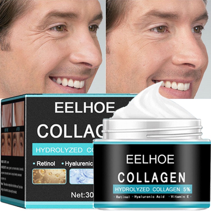 EELHOE Men's Collagen Moisturizer Cream - Pelembab Wajah Pemutih Wajah krim Penghilang Keriput