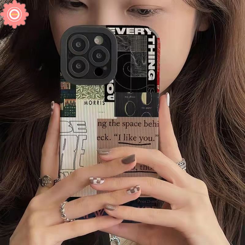 IPHONE Casing Ponsel Lukisan Gaya Eropa Kompatibel Untuk Iphone13 14 Pro Max11 12 Pro 7 8Plus X XS Max XR Retro Ins Art Pola One Piece Shockproof Soft Silicone Case Back Cover