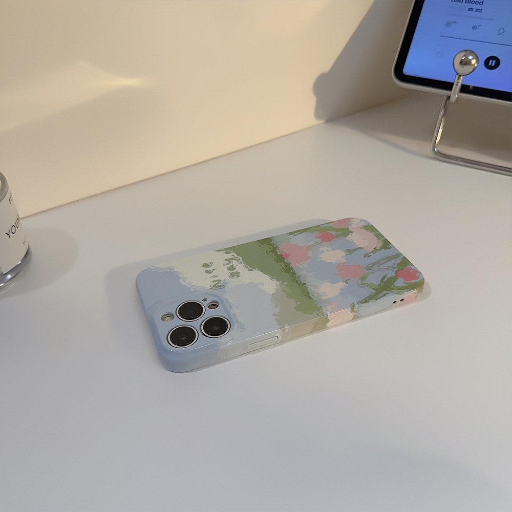 Ins Lukisan Cat Minyak Tulip Willow Creek Hard Shell Fotografi Film Case Untuk Iphone SE 2020 7 /8 Plus 14x XR XM 11 12 13 PRO MAX Casing Cover Pelindung AT0259