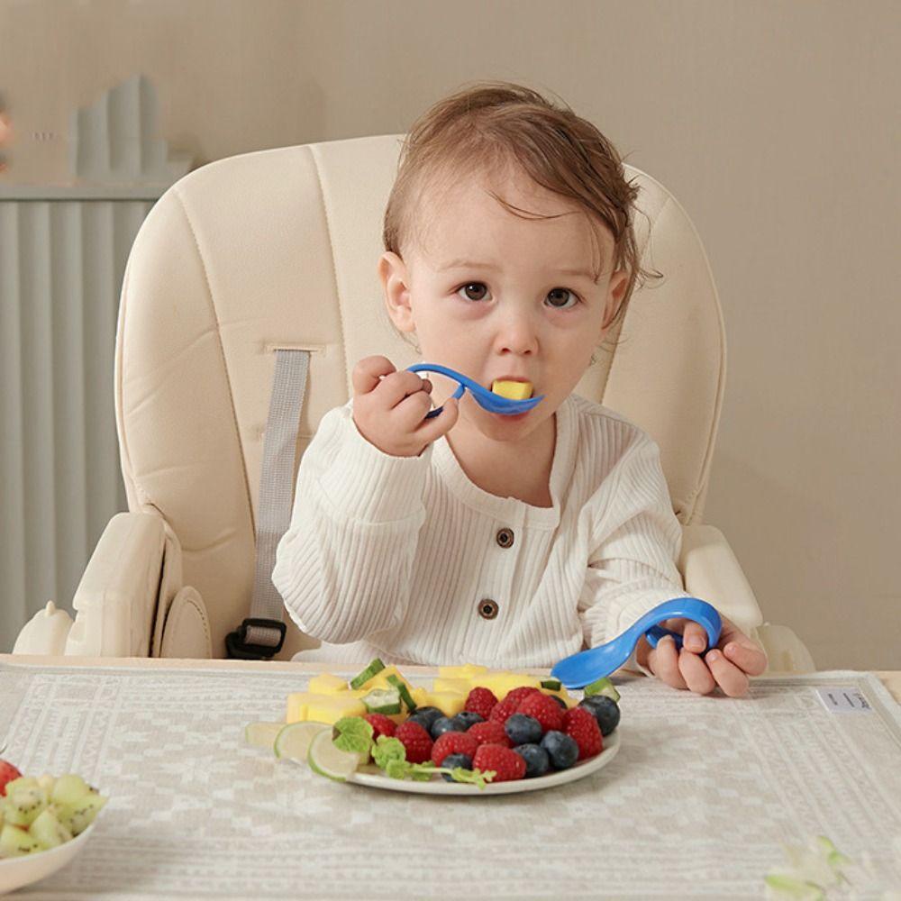 Lanfy Sendok Bayi Garpu Belajar Makan Makanan Pelengkap Garpu Lengkung Garpu Gagang Garpu Sendok Alat Pelengkap Sendok Siku Bayi Dan Anak