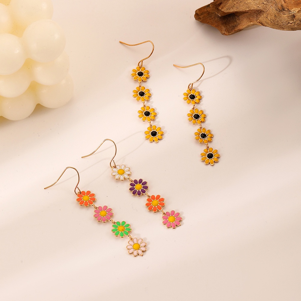 2 Pcs Warna-Warni Anting Bunga Indah Daisy Drop Menjuntai Anting-Anting Elegan Manis Anting Hadiah Untuk Perempuan