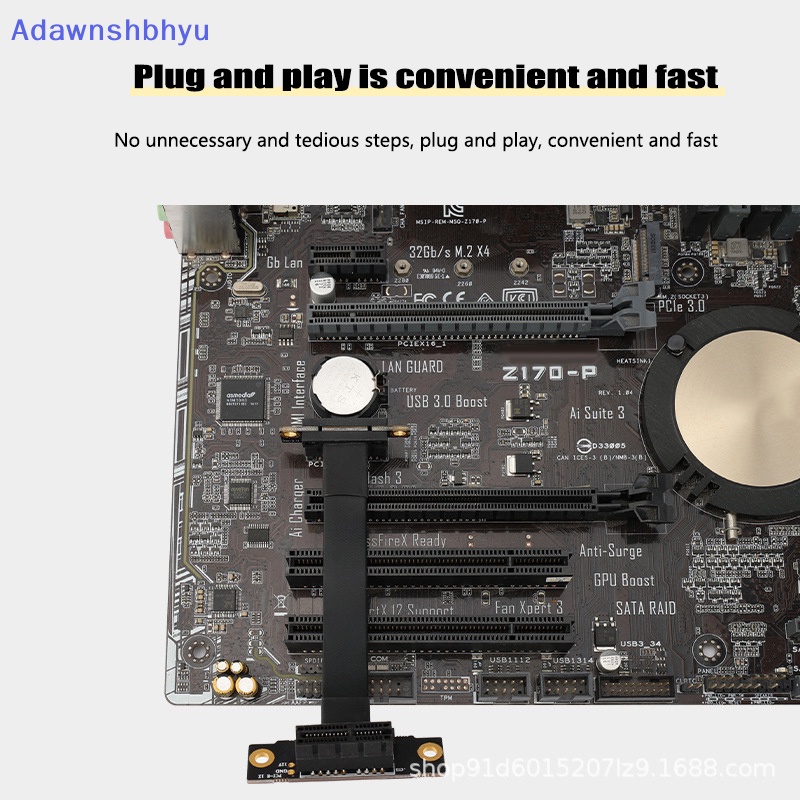 Adhyu PCIE X1 Kabel Riser Dual 90derajat Sudut Kanan Extension Cable PCI Express 1x Riser Card Ribbon Extender ID