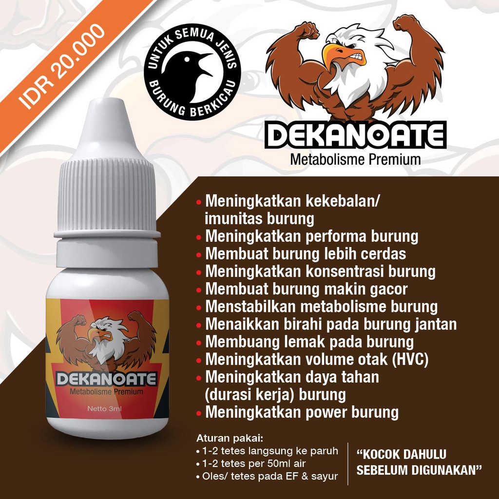 JUAL DEKANOATE DEKANOTE HORE HIGH METABOLIS PREMIUM VITAMIN DOPING PENGGACOR BURUNG INSTAN DIJAMIN G