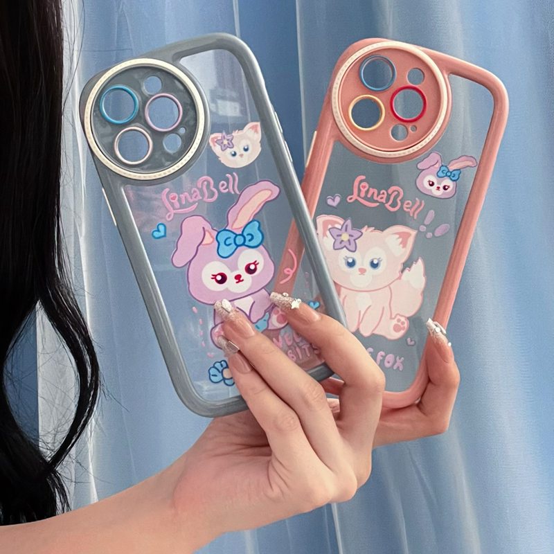 Circular Camera Protect Cream Soft Case IPhone 11 13 12 14 PRO Max Phone Case for Women Girl Cute Lina Bell Star Dailu