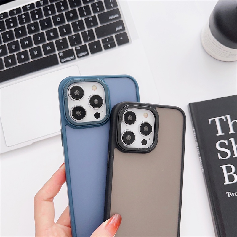 IPHONE Case Frosted Cocok Untuk Iphone11 12 14 Pro Max14 plus X XS XR XSMAX Anti-slip Anti Jatuh Tepi Lurus Casing Pelindung Ponsel Silikon Sederhana Matte Tembus