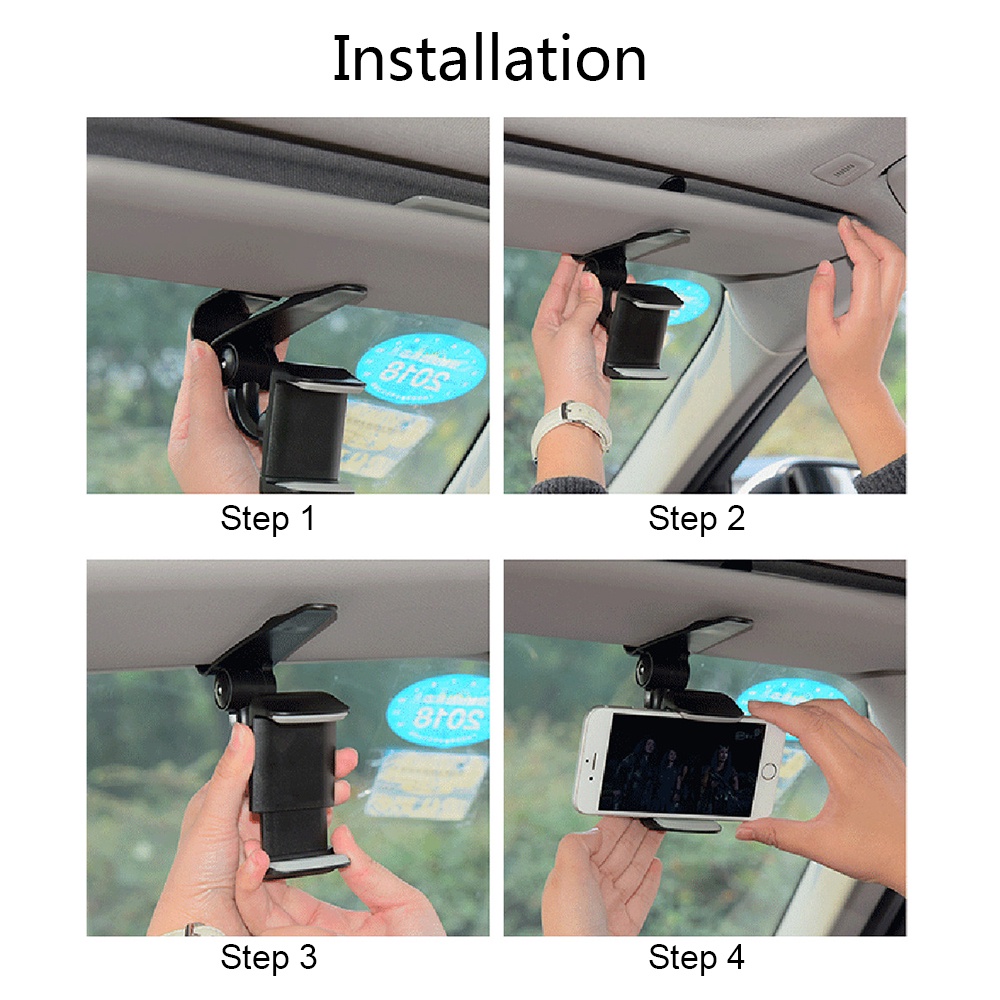 Sun Visor Dudukan Hp Mobil 360putar Klip Mount Mobil Adjustable Bracket Support Dudukan Navigasi Mobil Universal Untuk GPS Hp Aksesoris Interior Mobil