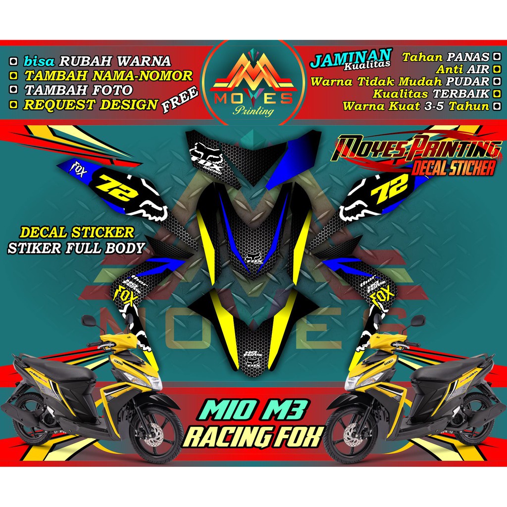 sticker mio m3 decal motor mio m3 stiker full body mio m3 - racing pox
