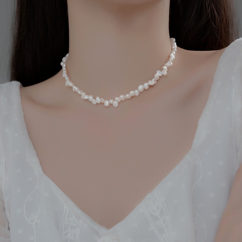 We Flower Klasik Tidak Teratur Mutiara Manik-Manik Choker Kalung Untuk Wanita Perempuan Elegan 14 K Emas Tulang Selangka Rantai Pendek Kalung Aksesoris Perhiasan