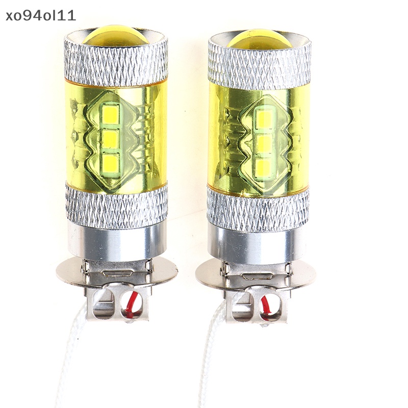 Xo 2pcs Lampu Kabut LED 12-24V H3 80W 16smd LED Car Fog Light Kuning Daya Tinggi OL