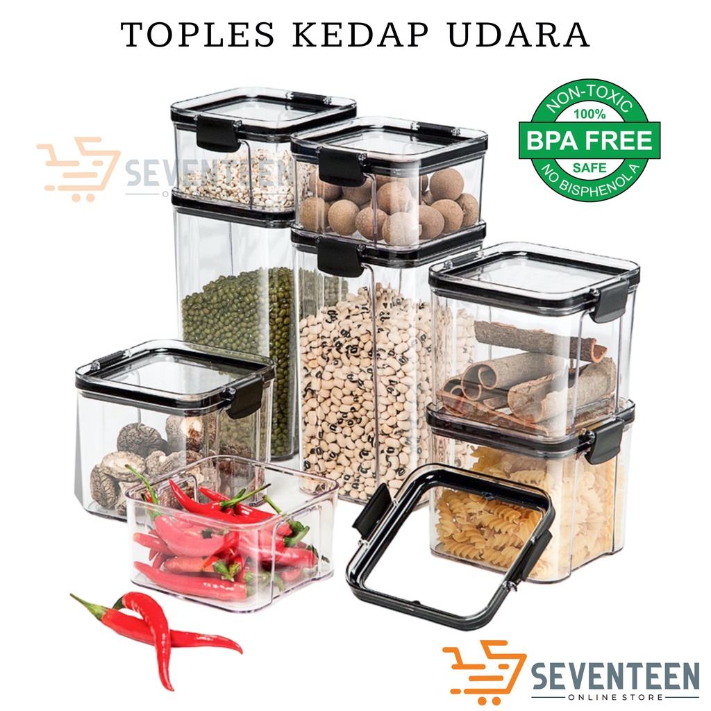 SEVENTEEN TOPLES BENING TRANSPARAN KEDAP UDARA KOTAK TEMPAT PENYIMPANAN SERBAGUNA KONTAINER MAKANAN WADAH BUMBU DAPUR KULKAS FOOD CONTAINER