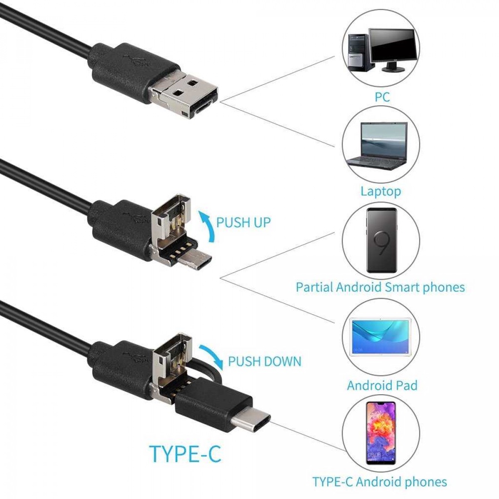 Kamera Pengamatan Endoskopi Industrial Endoscope Micro USB 1080P