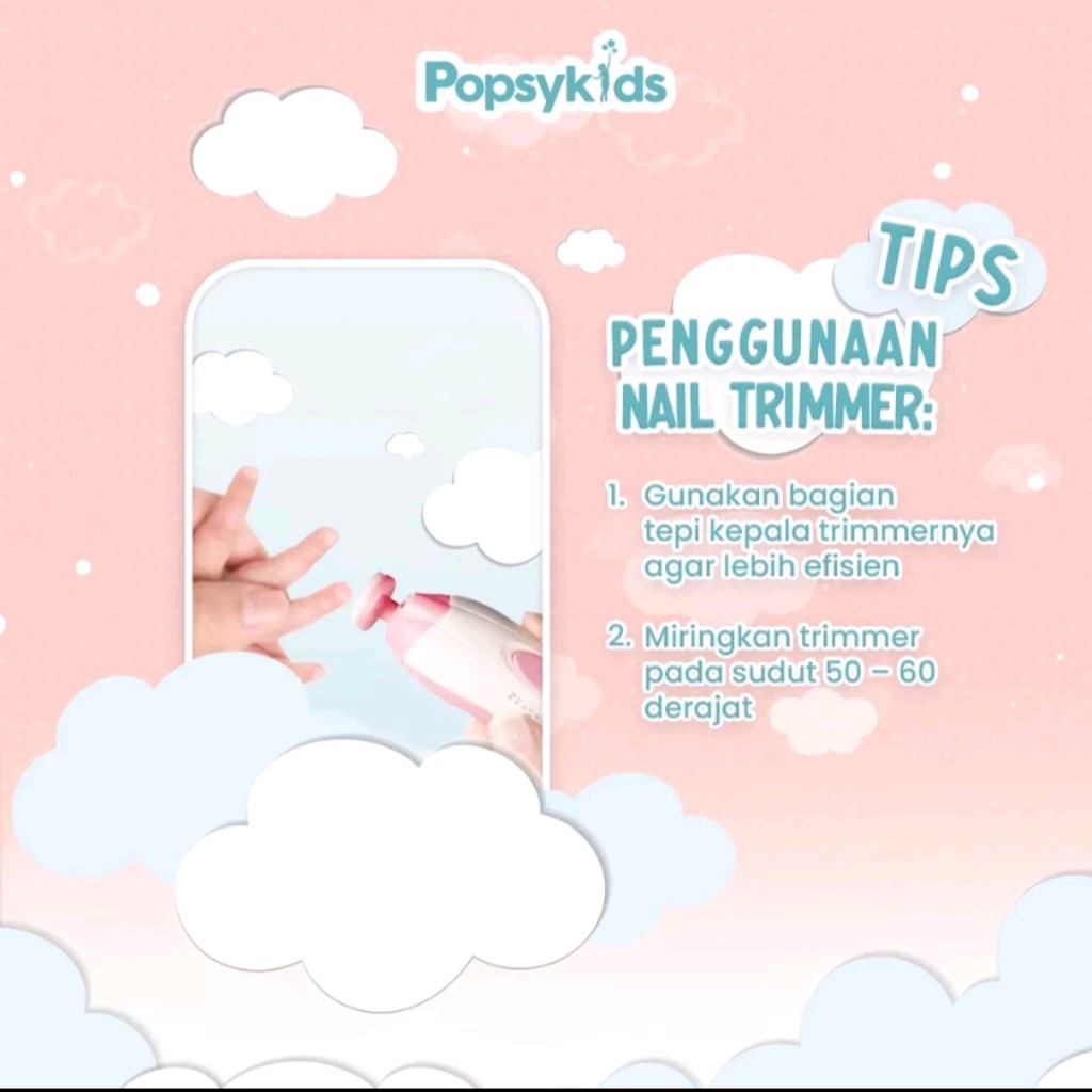 Popsykids Baby Nail Trimmer - Gunting / Pengikir / Pemotong Kuku Bayi Elektrik 6in1 LED