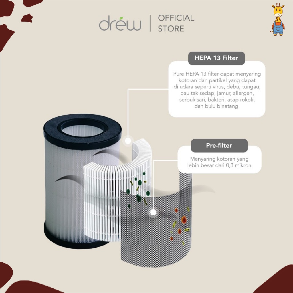 Drew Pure Me Air Purifier Portable - Penyaring Udara