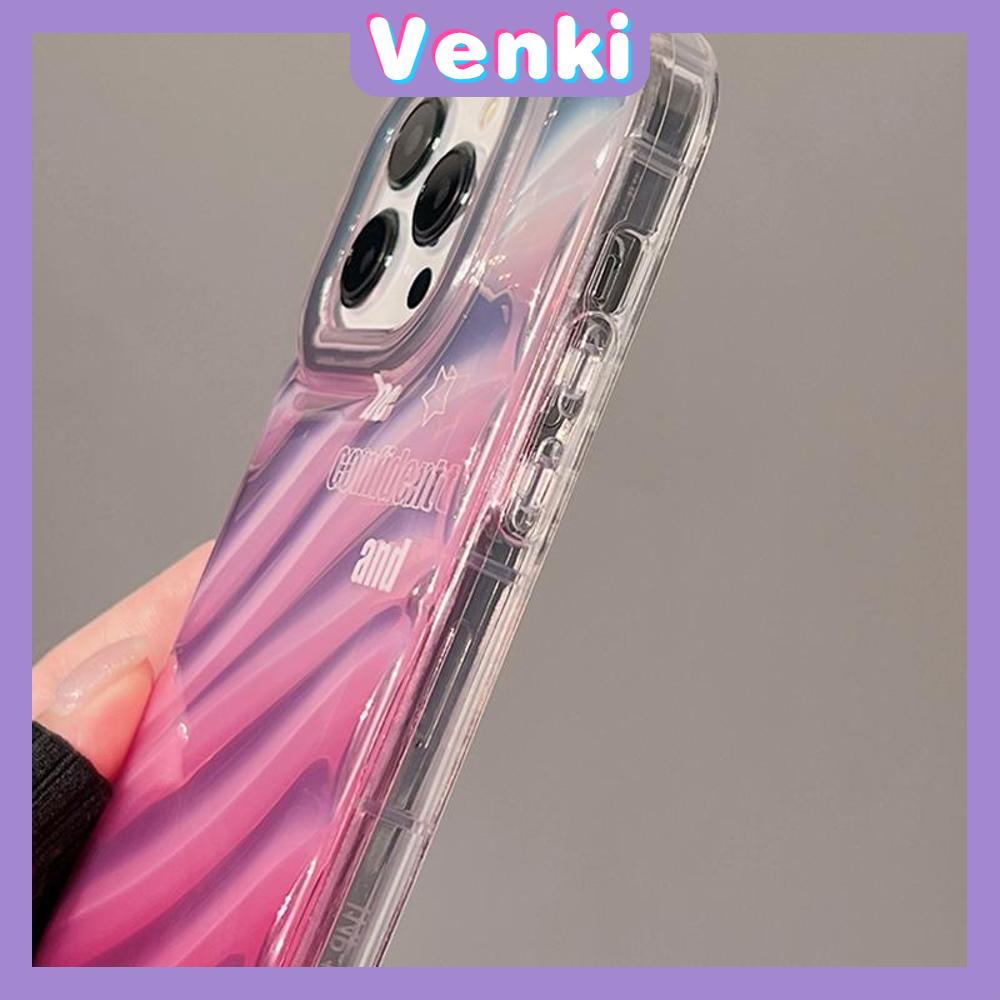 VENKI - For iPhone 11 iPhone Case Laser Reflective Transparent Phone Case TPU Soft Shockproof Airbag Case Protection Gradient Pink English Compatible with iPhone 14 13 Pro max 12