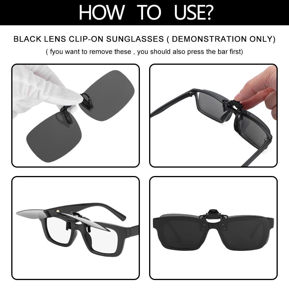 TOP Kacamata Hitam Clip-on Outdoor Rimless Flip Up Anti Silau Mengemudi Kacamata