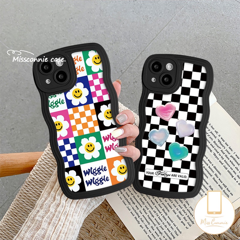 Case Papan Catur Untuk Panas9 10 20 12i 10Lite 11s 10s 20s 8 12 Pro Infinix Hot 9 11 10 12 Main Smart4 6 5plus Note 12 G96 10 Pro Smile Sunflower Love Heart Wavy Edge Soft Cover