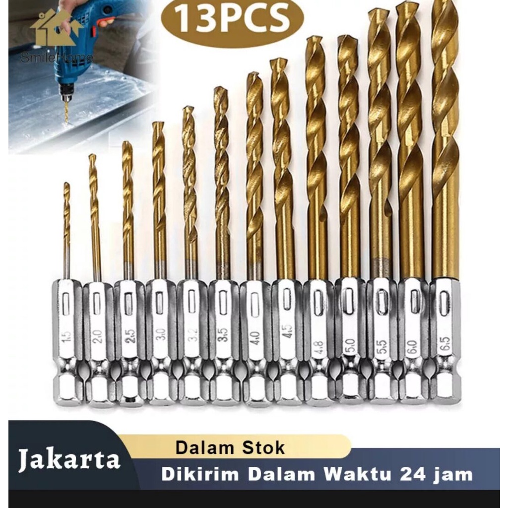 Mata Bor Besi Set SUPER TAJAM 1.5mm-6.5mm 13 Pcs High Quality | Mata Bor HSS Set Komplit Kayu Plasti