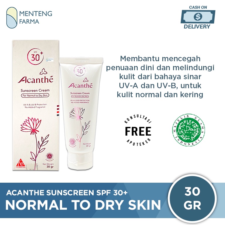 Acanthe Sunscreen SPF 30 For Normal to Dry Skin - Tabir Surya Kulit Normal