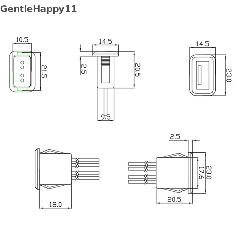 Gentlehappy USB 2.0 Female Power Jack USB2.0 Konektor Port Charging Dengan Kabel PH 2.0 id