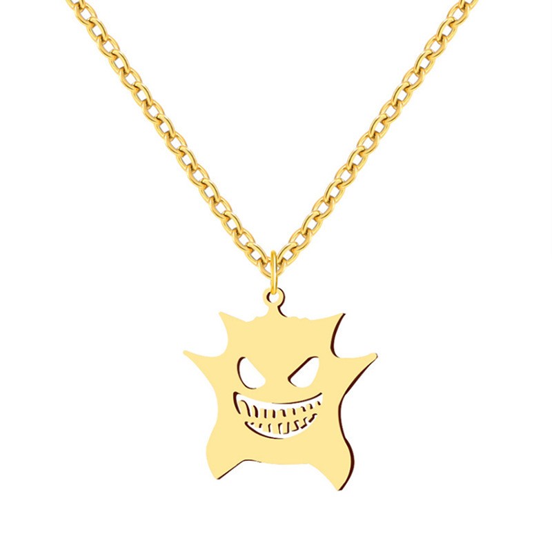 Zh Perhiasan Gothic Stainless Steel Setan Liontin Kalung Pria Dan Wanita Kerah Rantai Hip Hop Rock Halloween Pesta Perhiasan Aksesoris