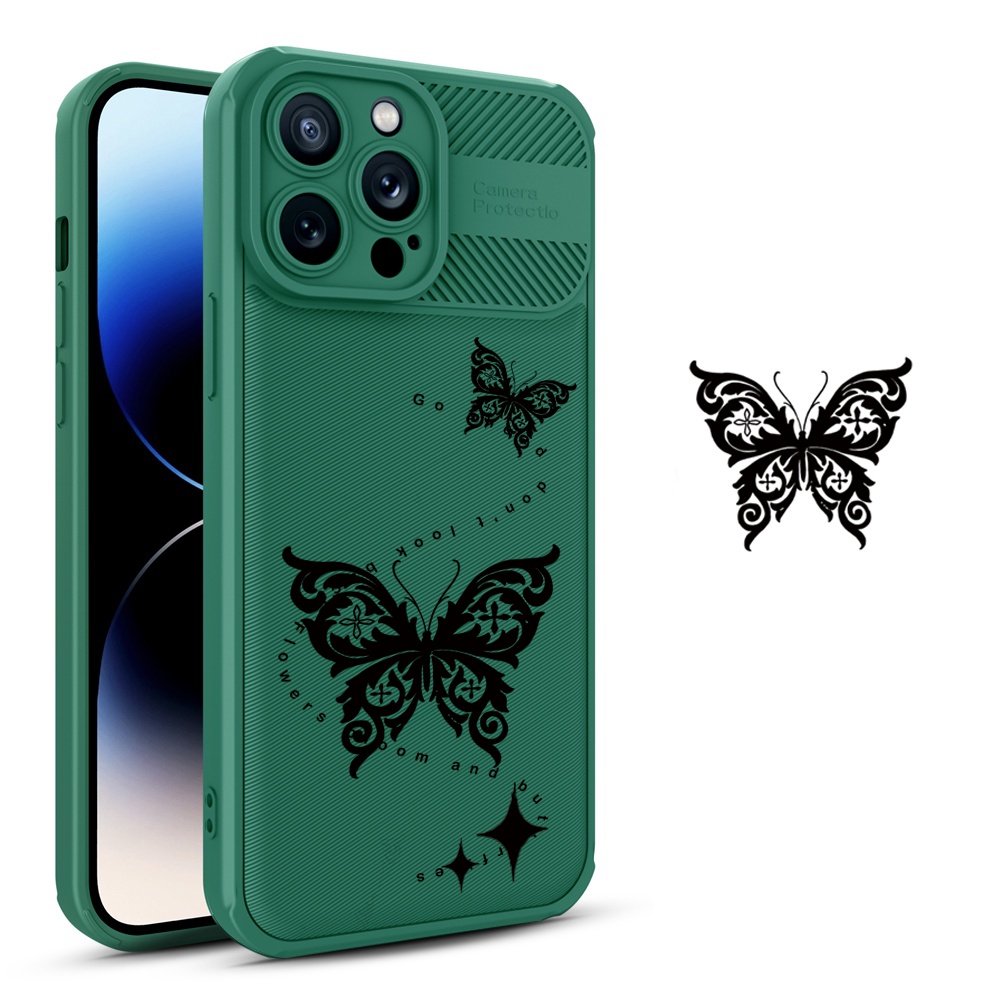 Case Serat Karbon Realme C55 C35 C33 C31 C21Y C25Y RealmeC25 C25S C15 C12 C3 C2 Realme 5 5i 5S 6i C3 Dark Butterfly Cross Grain Phone Case Cover