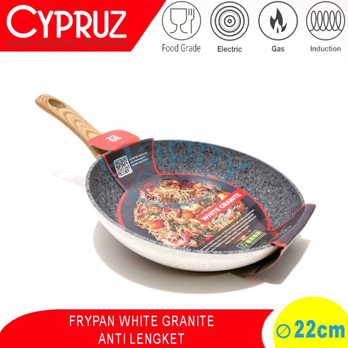 CYPRUZ 22cm WHITE MARBLE GRANITE Fypan | Teflon Induksi Anti Lengket