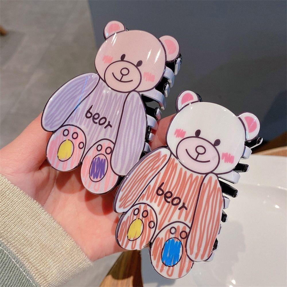 Needway  Bear Hair Claw Lucu Pesta Hewan Manis Gadis Hairgrip Elegan Ponytail Holder Ins Korea Hiu Klip